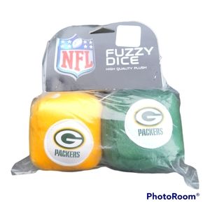 Greenbay Packers Fuzzy Dice plush NFL Fremontdie car mirror decoration.